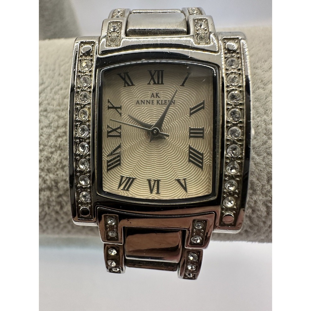 Anne Klein 10/7127SW New Battery Rhinestone Band 24MM‎ 7.25" Rectangle Case Y